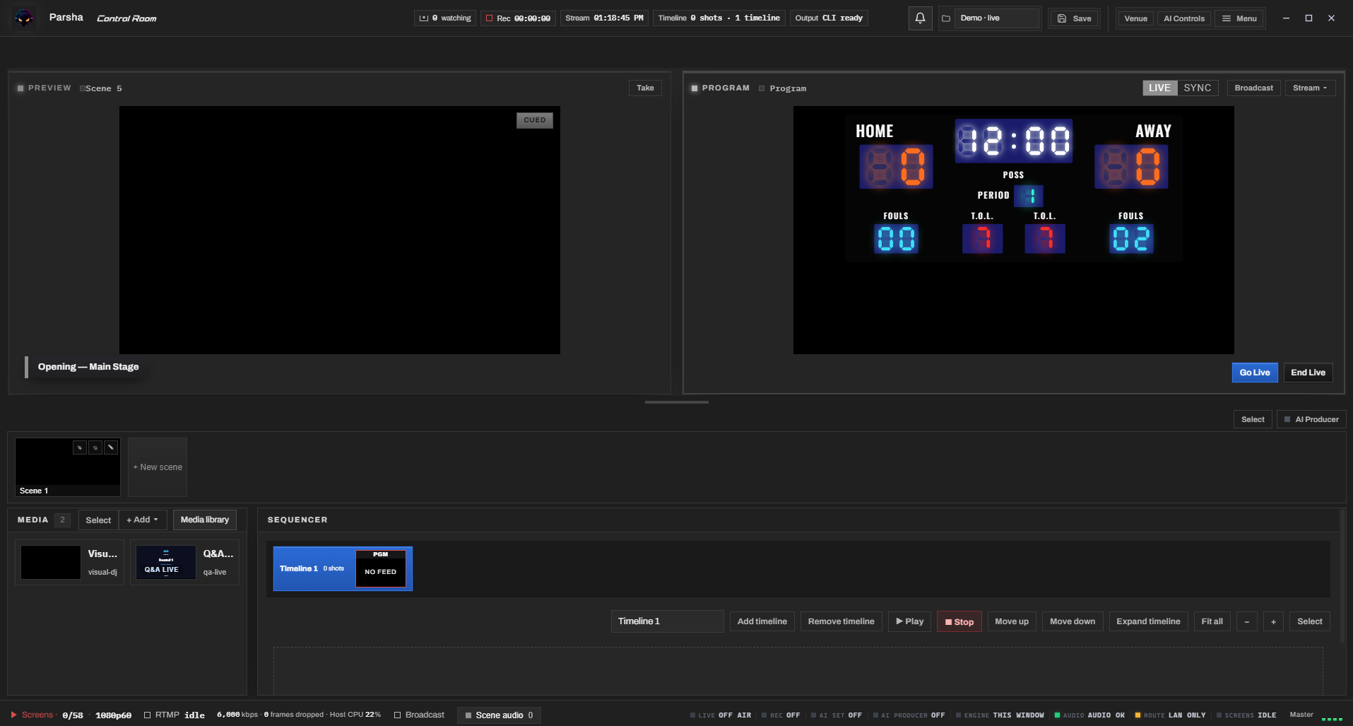 The Parsha Control Room interface